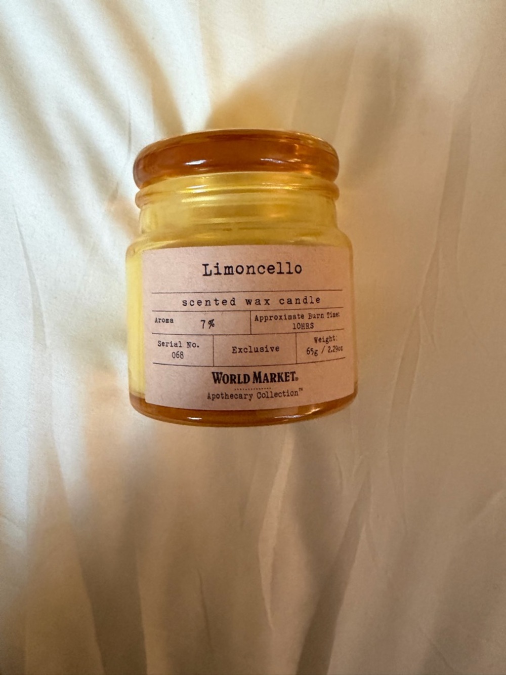 Cost Plus World Market Yellow Limoncello Scented Wax Candle